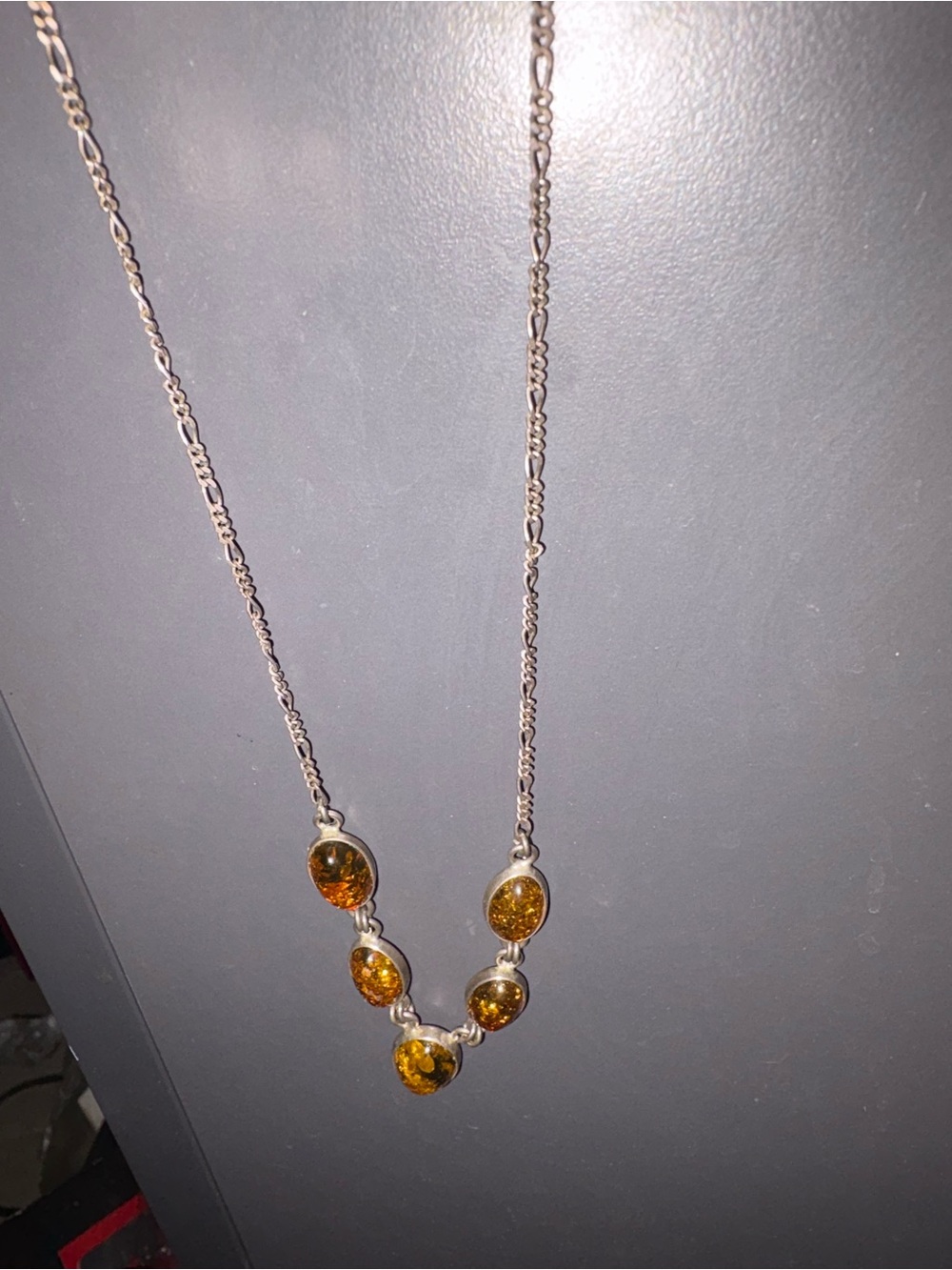Sterling Silver Amber Pendant Necklace - Honey Amber - Picture 2 of 4
